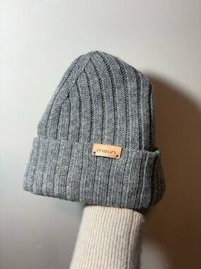 Grey Melin All Day Beanie Wool + Cashmere Blend Soft Fleece Lined Rolled Hem